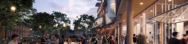Exterior of the back of the new building
